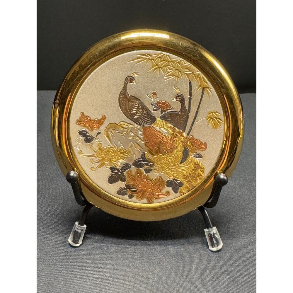 Japanese Art of Chokin Trinket Box, 24K Gold Embellished, 3 1/4" W x 2 1/4" H